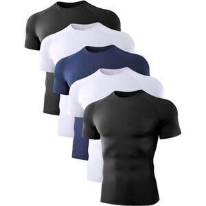 Mens Compression Shirts Pack Short Sleeve Dry Fit Workout Athletic Gym Tops